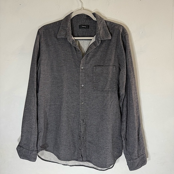 Theory Irving Maxson Button Down Long Sleeve 100% Brushed Cotton Flannel - Picture 1 of 6